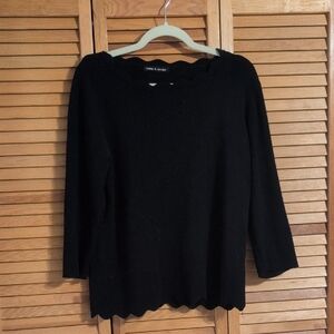 Cable & Gauge Black Scalloped Sweater
